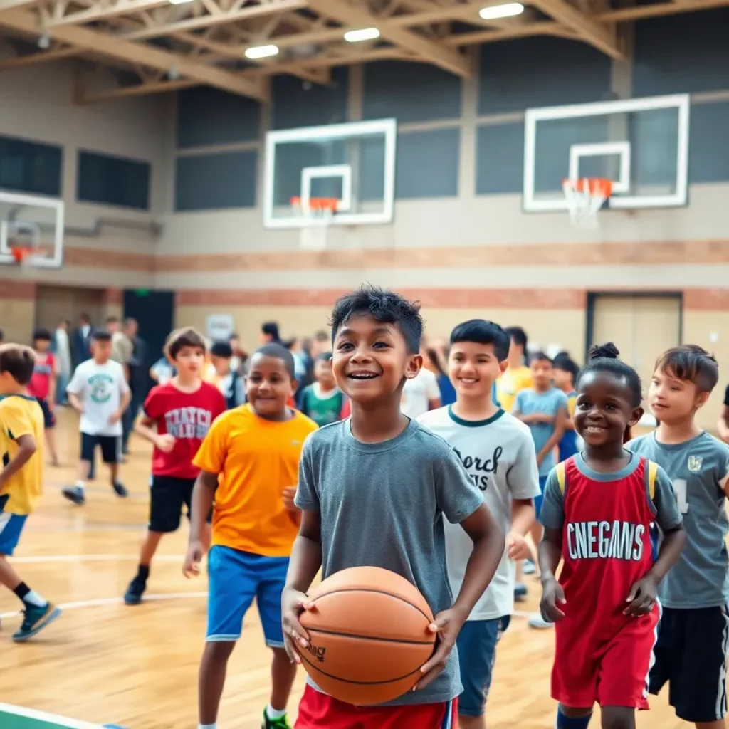 Image of Collinsville Kahoks basketball team on court