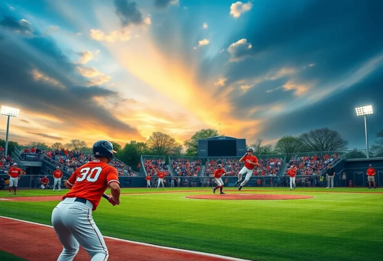 High school baseball players in action on a field