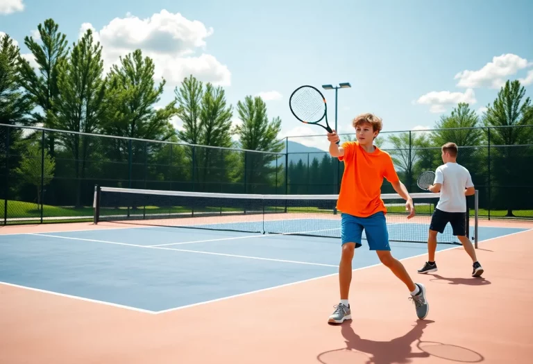 Boys from Columbus High School competing in a tennis match