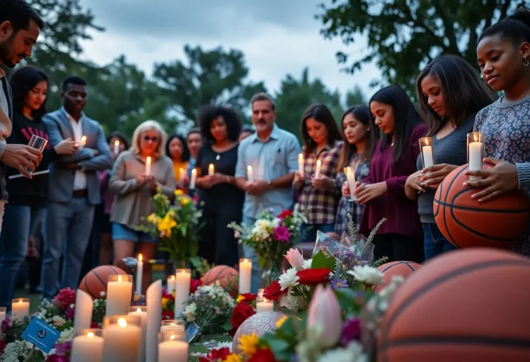Memorial gathering for Ja'Niya Richburg with candles and flowers