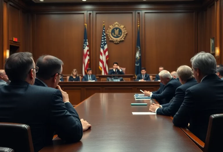Courtroom setting during the trial of a football coach