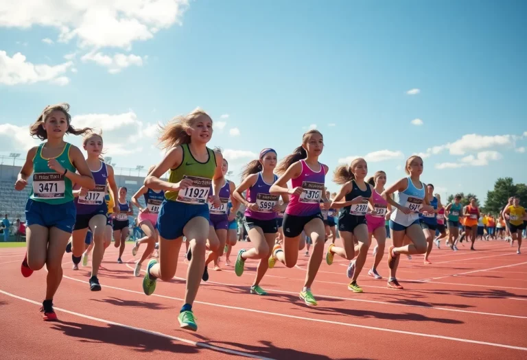 Girls' track team celebrating after winning a championship.