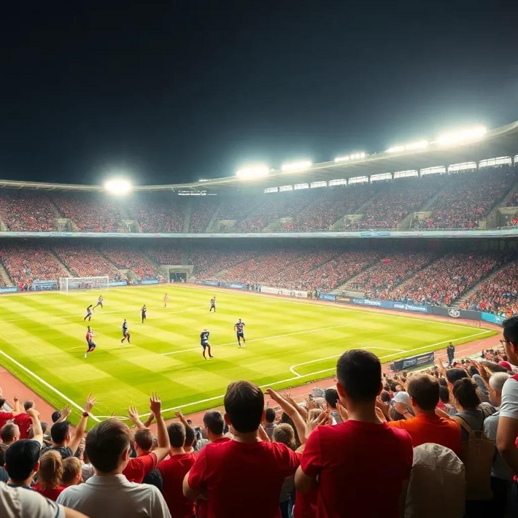 Fans cheering at the East-West All-Star Boys Soccer Game in Greensboro
