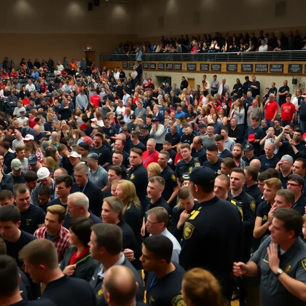 Crowd control at the Eden Prairie basketball tournament