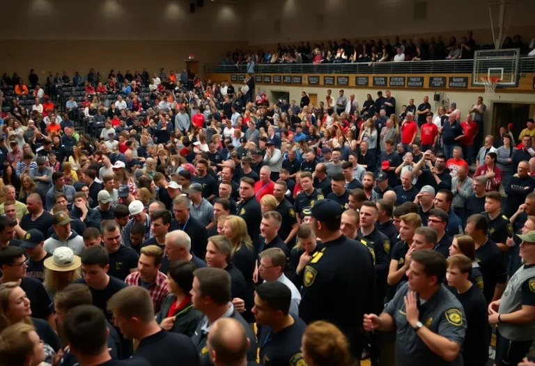 Crowd control at the Eden Prairie basketball tournament