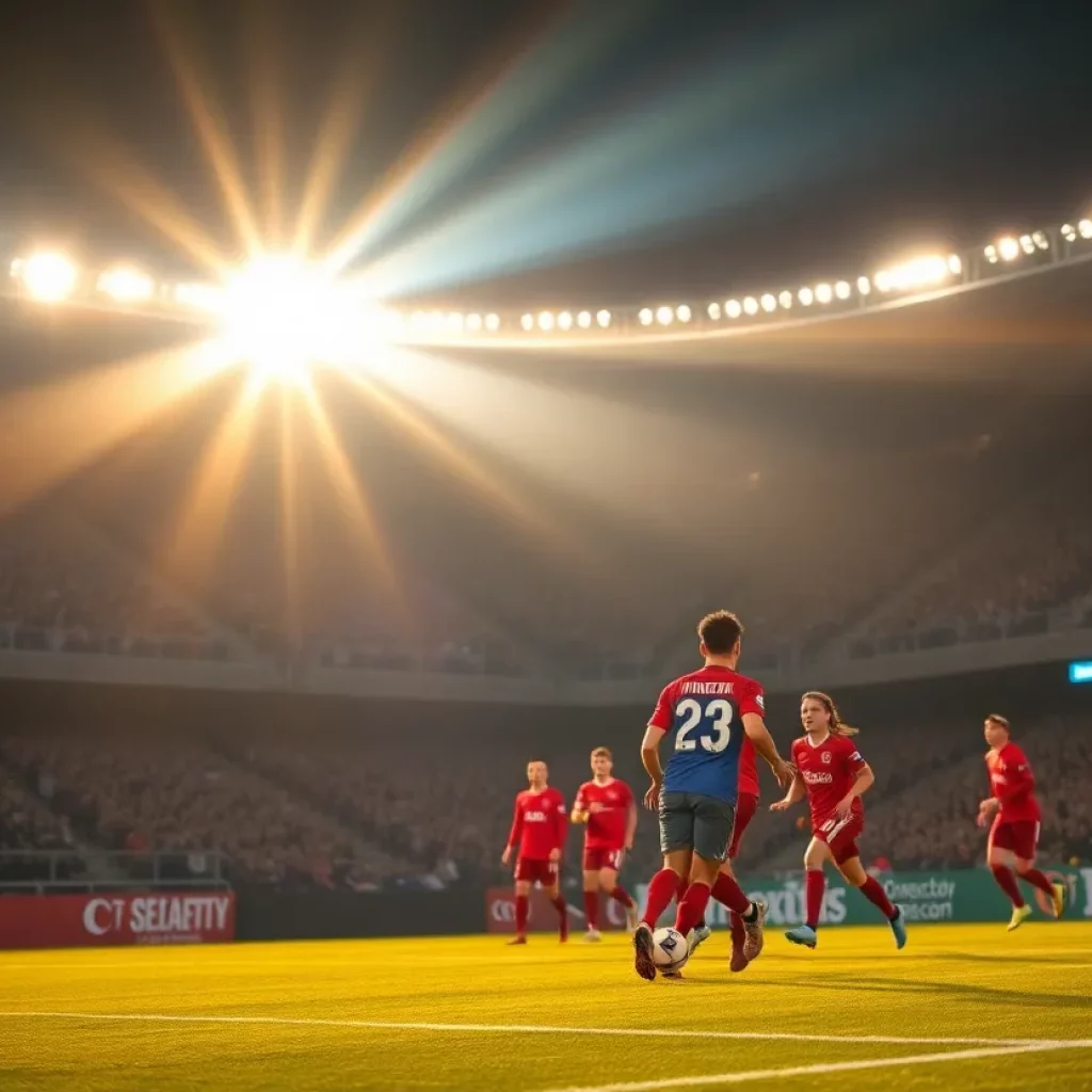 Soccer players from Essexville Garber team competing on the field