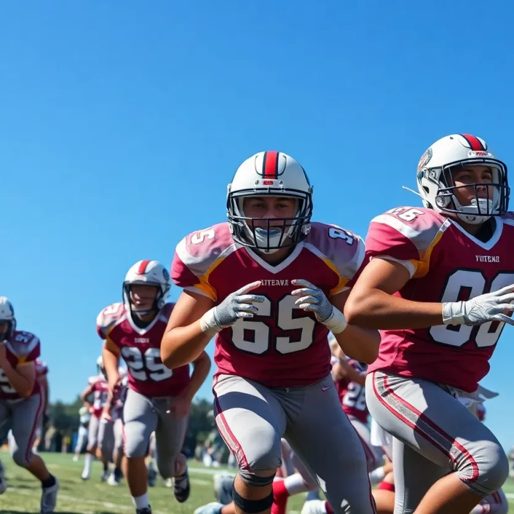 Fort Hill High School football team in action during a game.