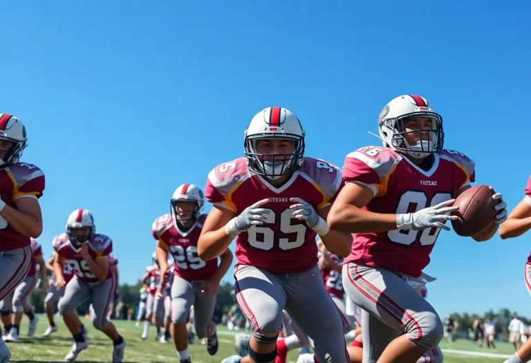 Fort Hill High School football team in action during a game.