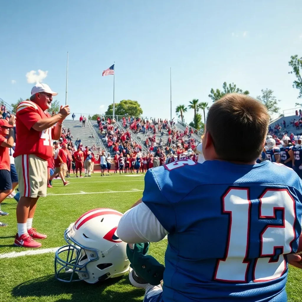Fans and players at Francis Howell High School Football game
