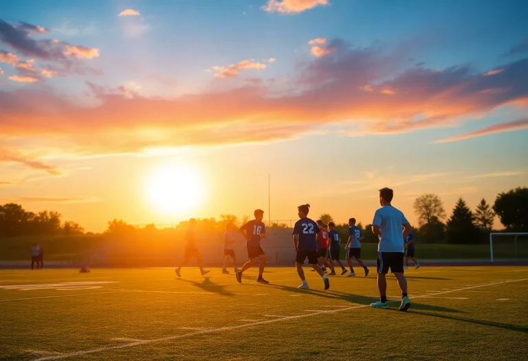 Football practice at Franklin High School with students engaging in drills