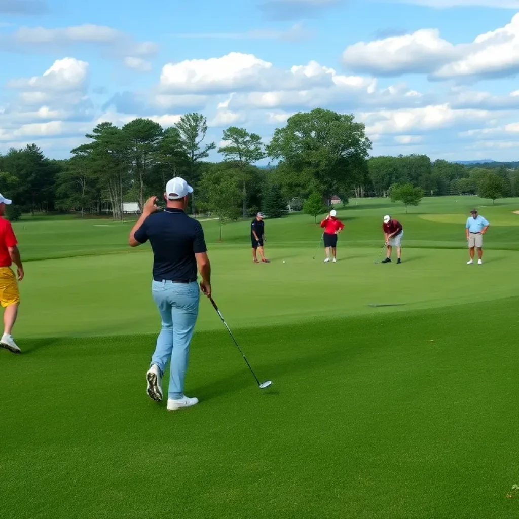 Freeman Scotties golf team at MeadowWood Golf Course celebrating their championship win.