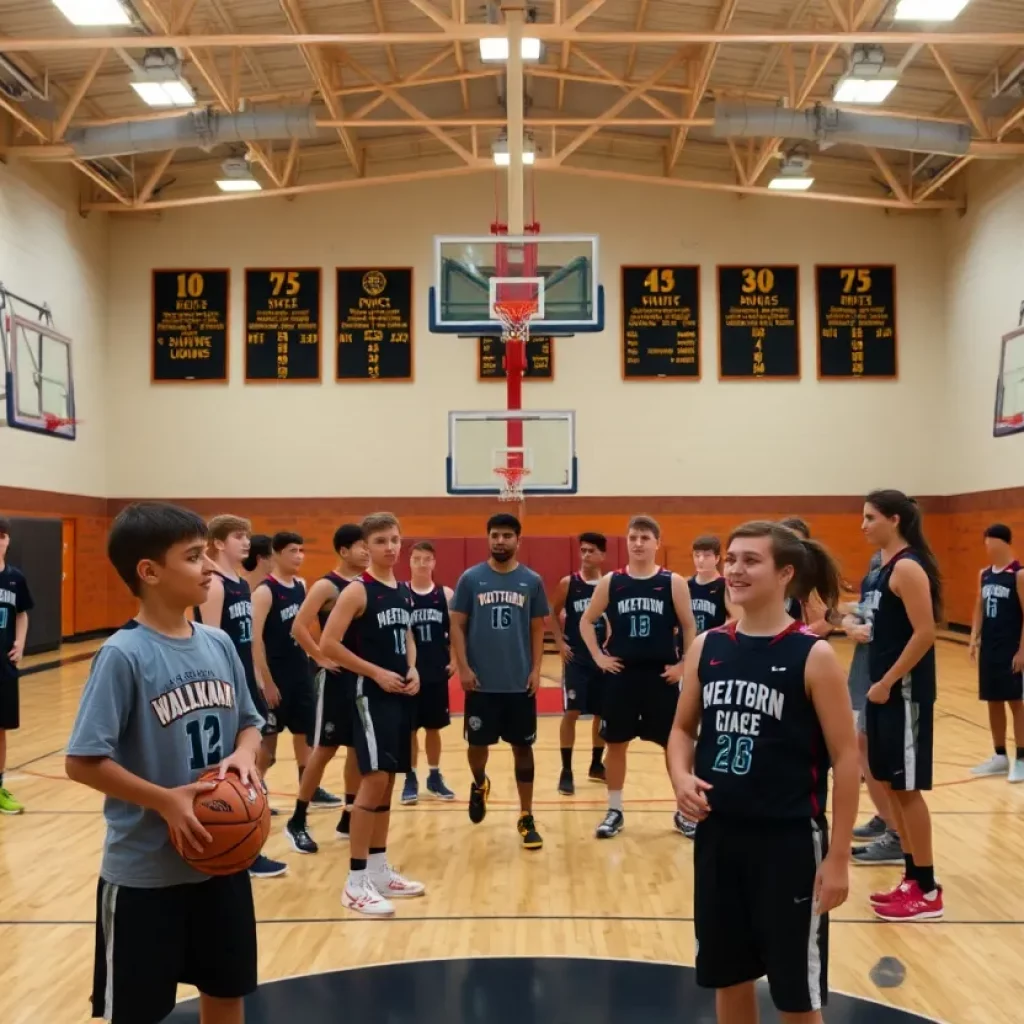 Fyffe High School boys basketball team practicing