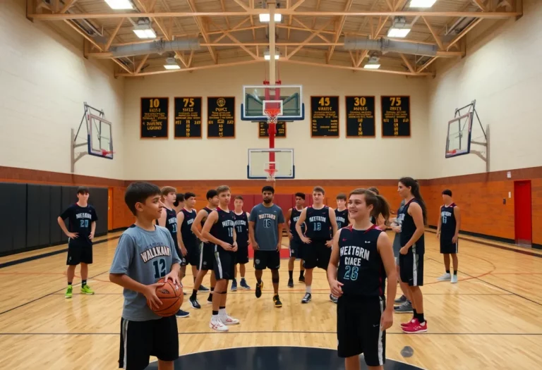Fyffe High School boys basketball team practicing