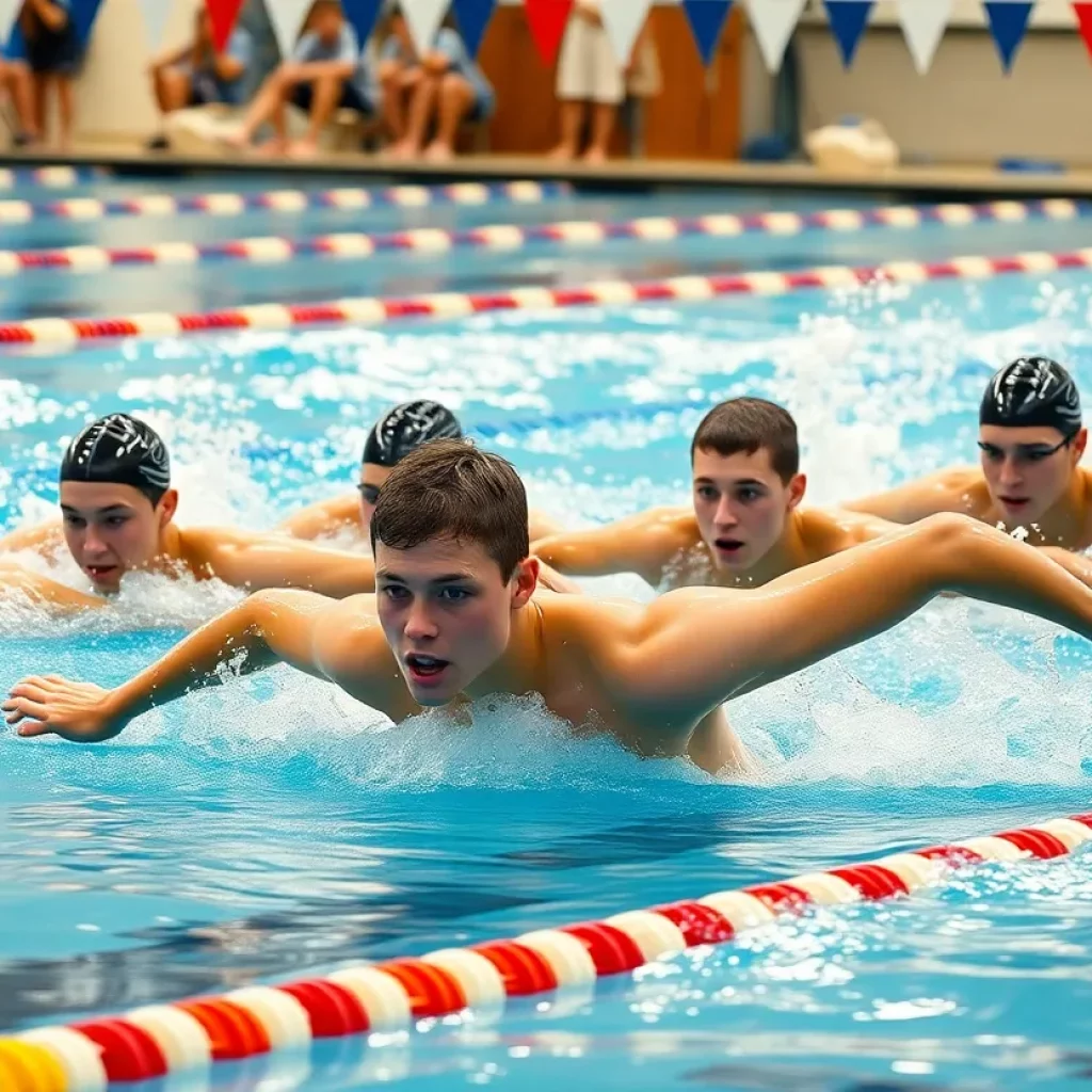 Glenwood Springs boys swim team competing in a state meet