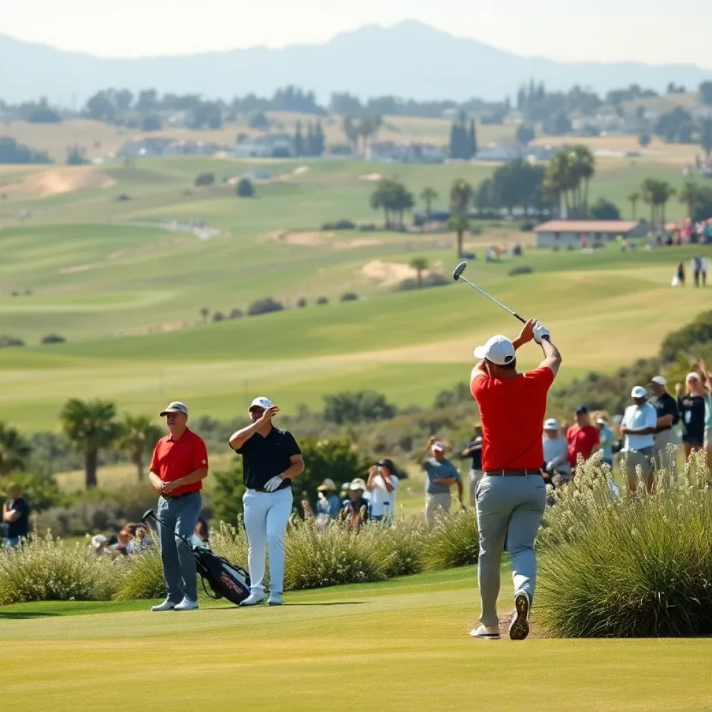 College golfers competing at the NCAA Championship in Carlsbad, California.