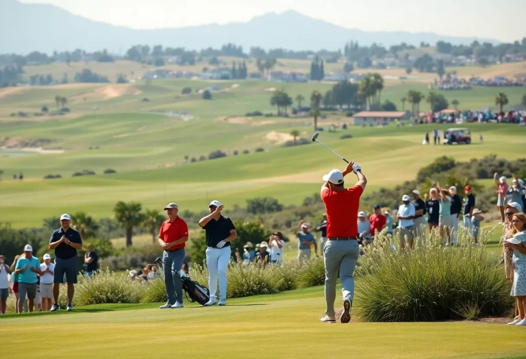 College golfers competing at the NCAA Championship in Carlsbad, California.