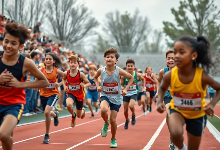Young athletes competing in a track event at Grandville High School.