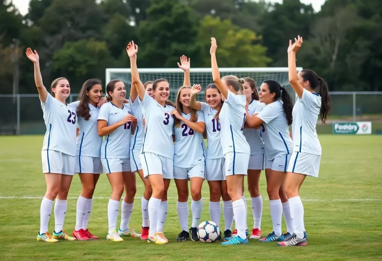 Grosse Ile girls soccer team celebrating their ranking