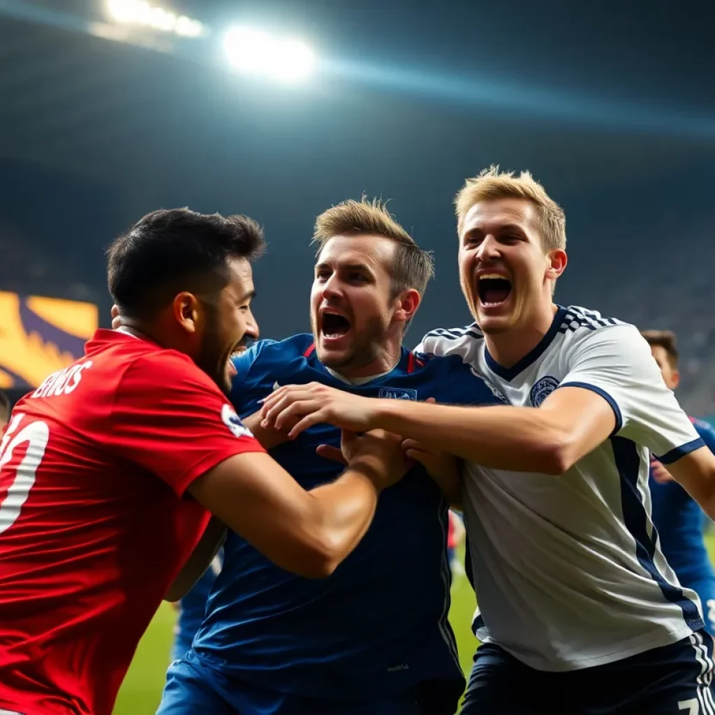 Guntersville Wildcats celebrating their historic soccer victory.