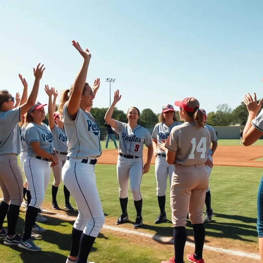 Haddon Heights softball team celebrating a victory on the field