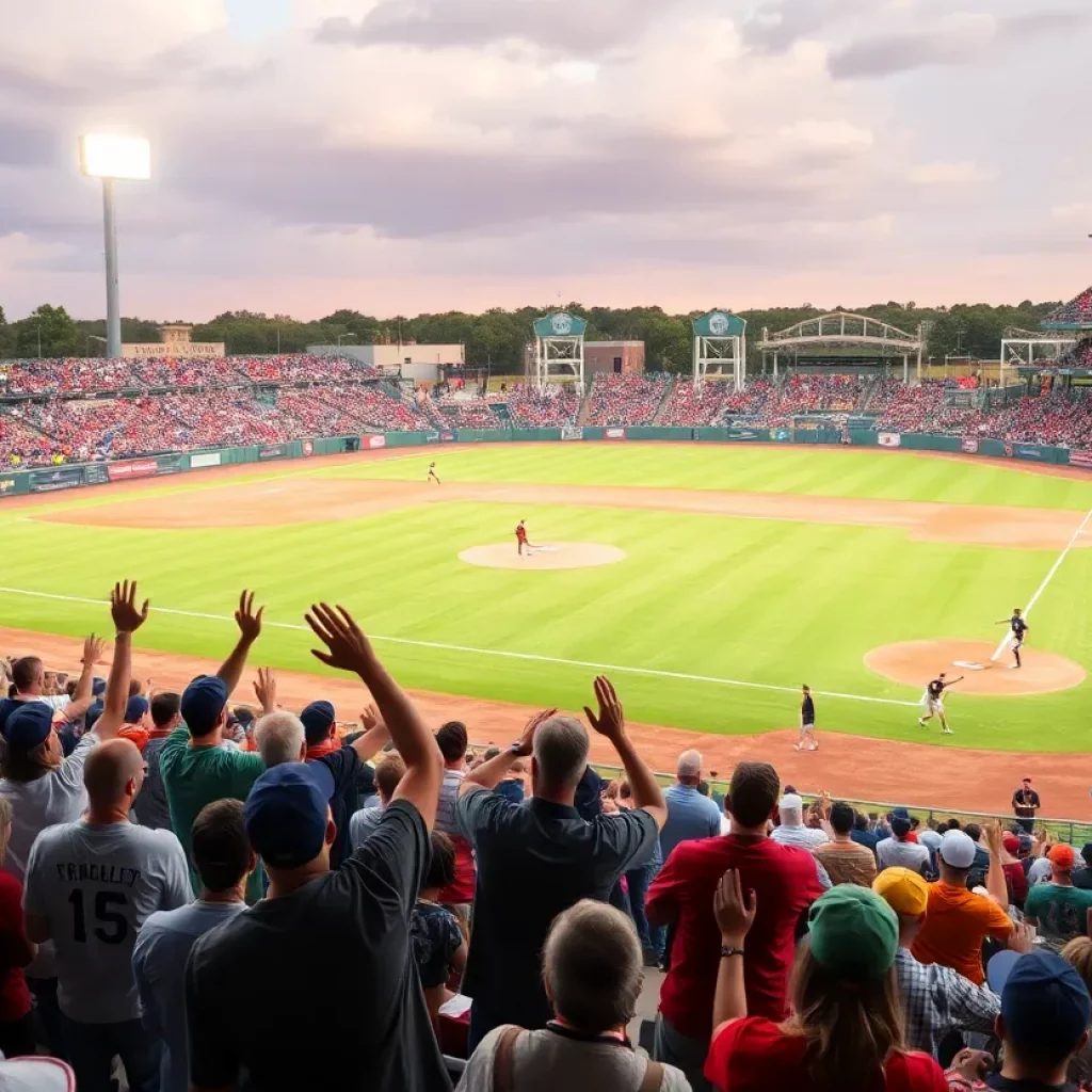Fans cheering at the high school baseball tournament in Hamilton