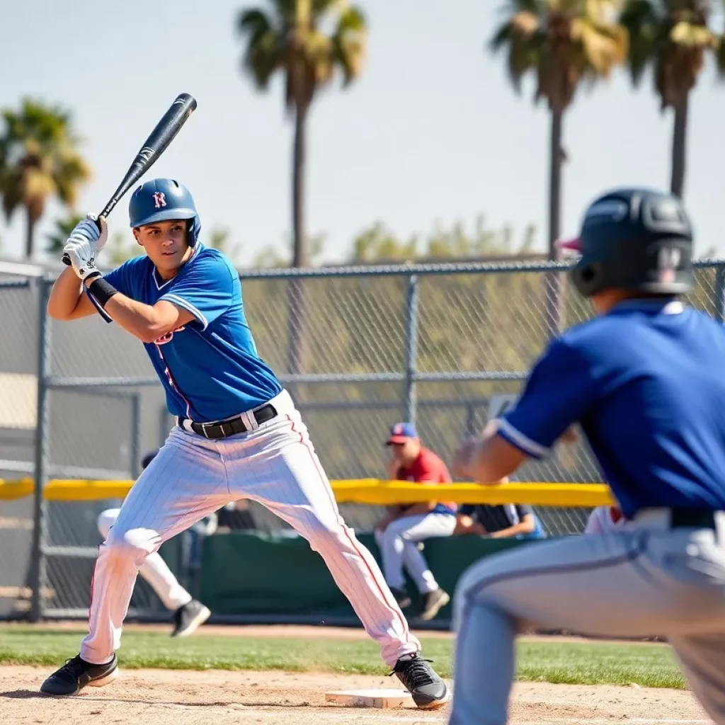High school baseball players competing on the field
