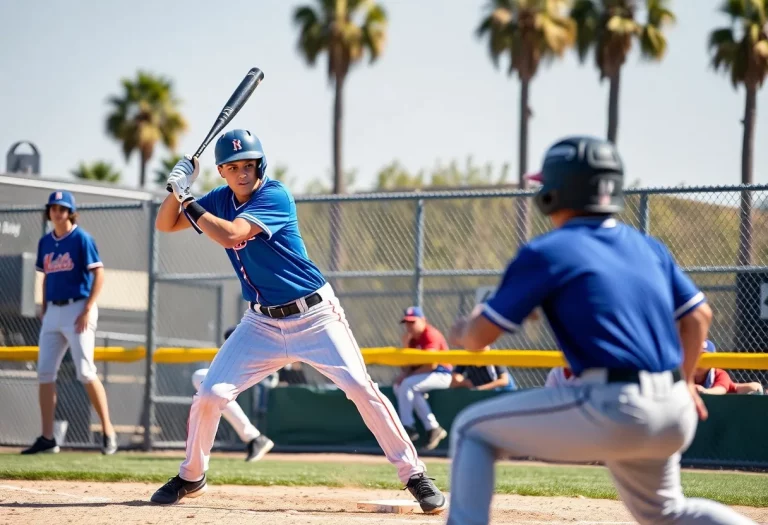 High school baseball players competing on the field