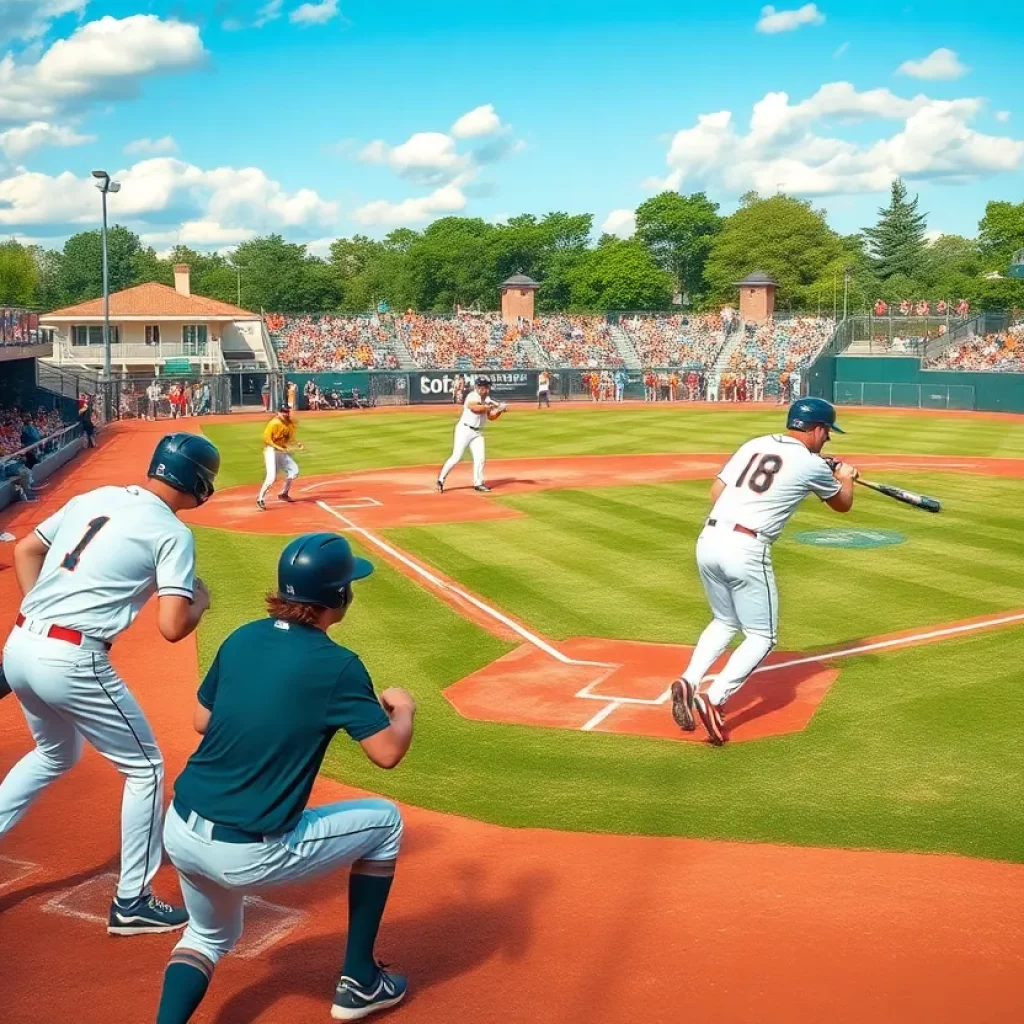 Action scene from high school baseball tournaments in Kansas