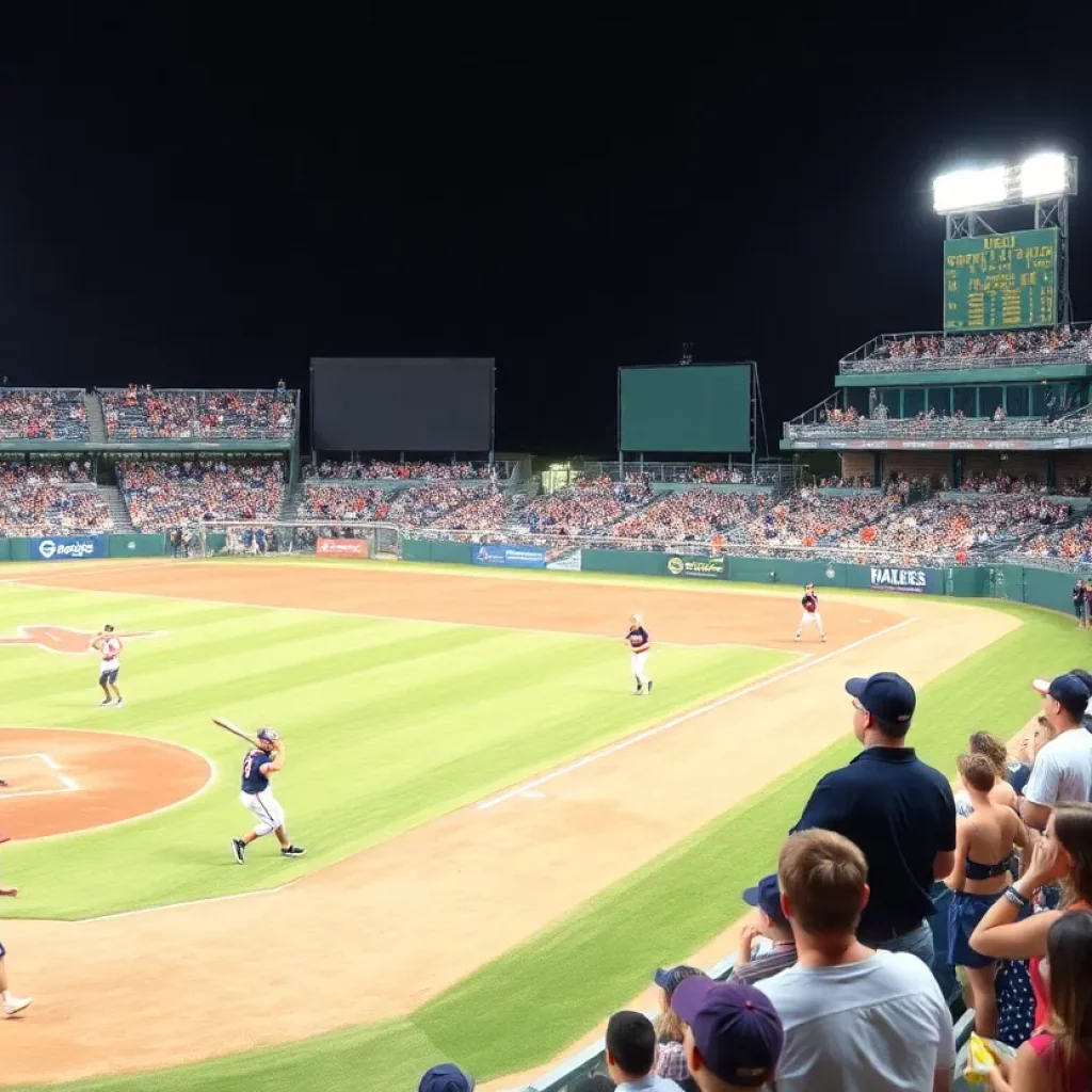 Fans cheering during a high school baseball championship game