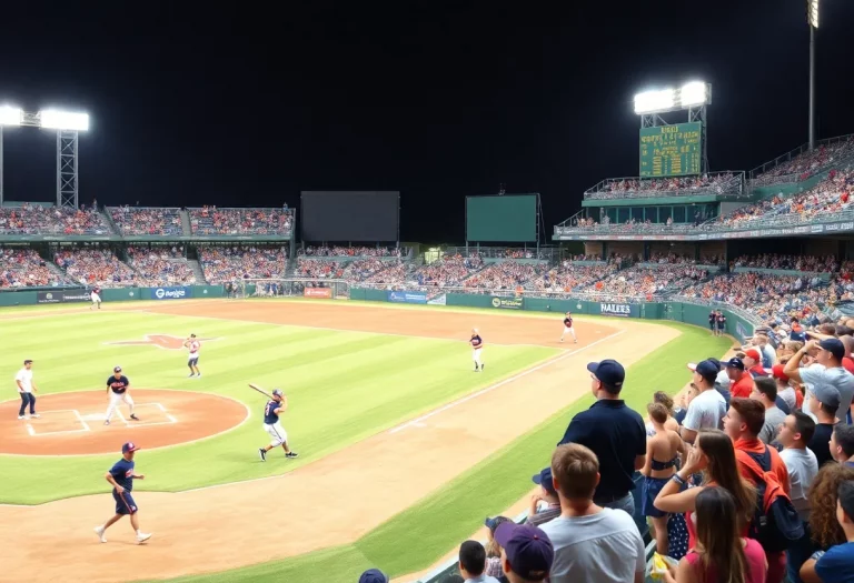 Fans cheering during a high school baseball championship game