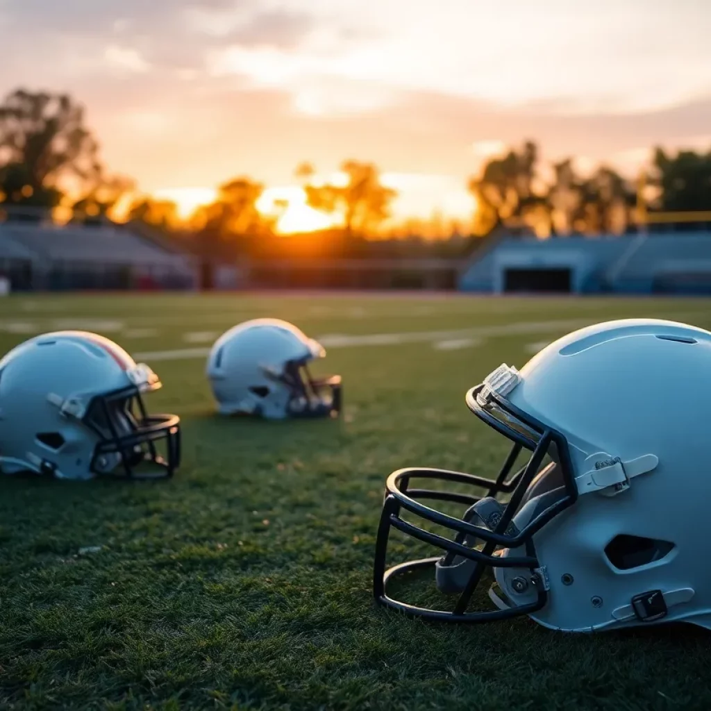 High school football field emphasizing safety