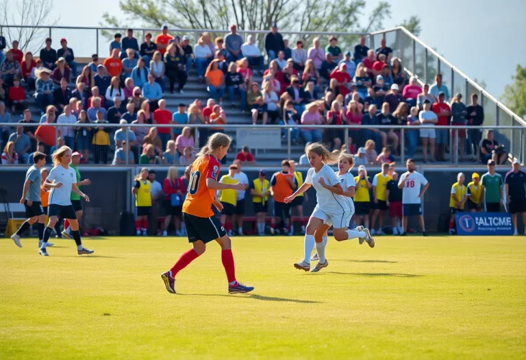 Players competing in a high school soccer game