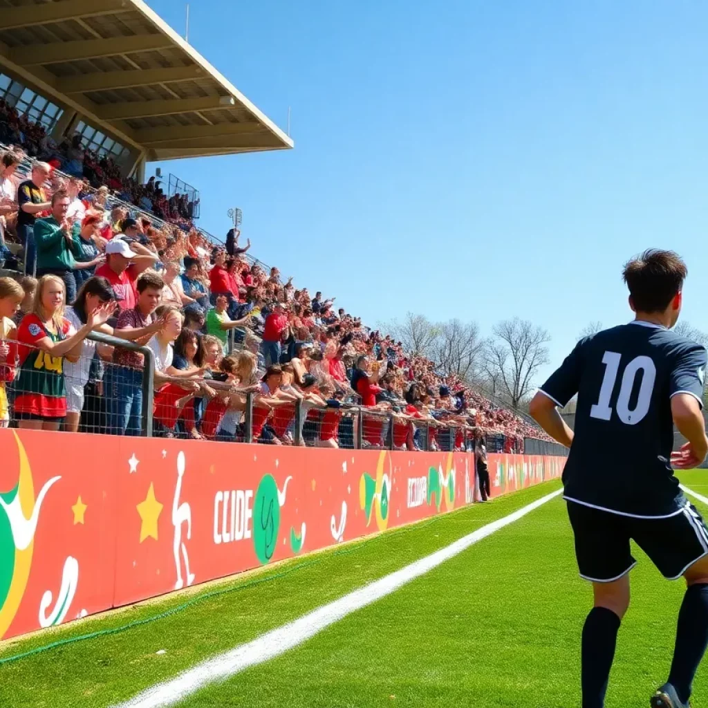 Players competing in a high school soccer playoff match