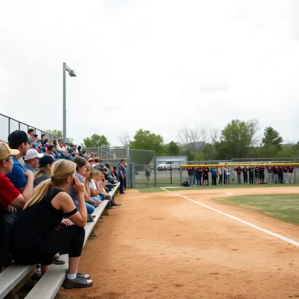 Chaos ensues at high school softball championship with spectators reacting vigorously.