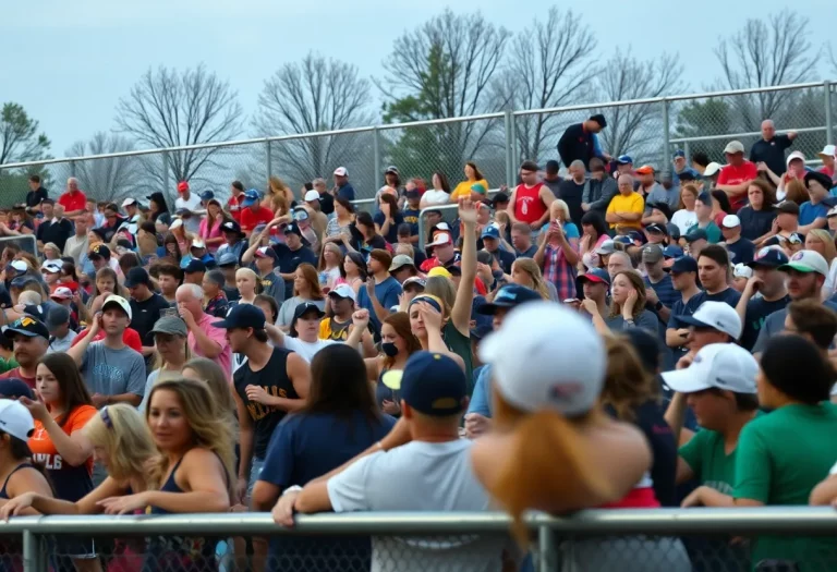 Crowd in chaos at a high school softball game