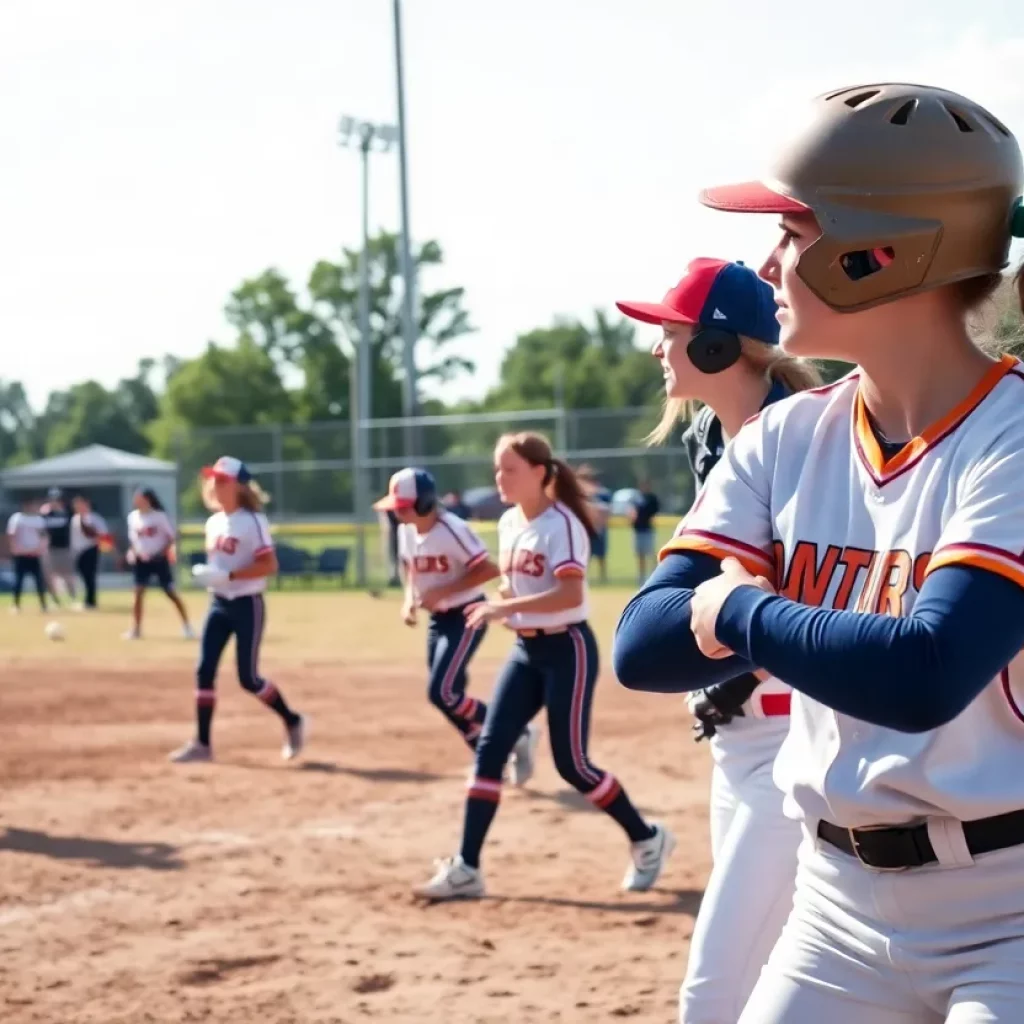 Exciting moment in a high school softball game