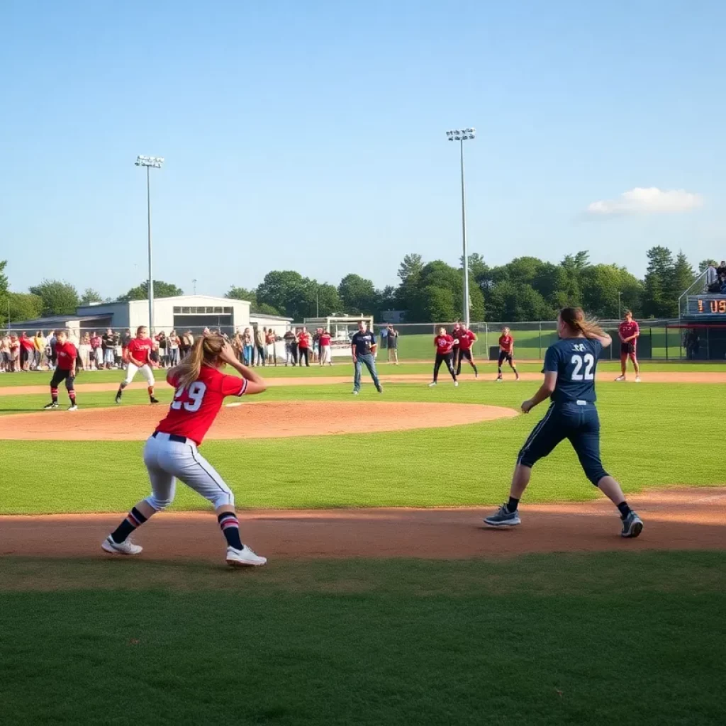Teams competing in high school softball championships semifinals