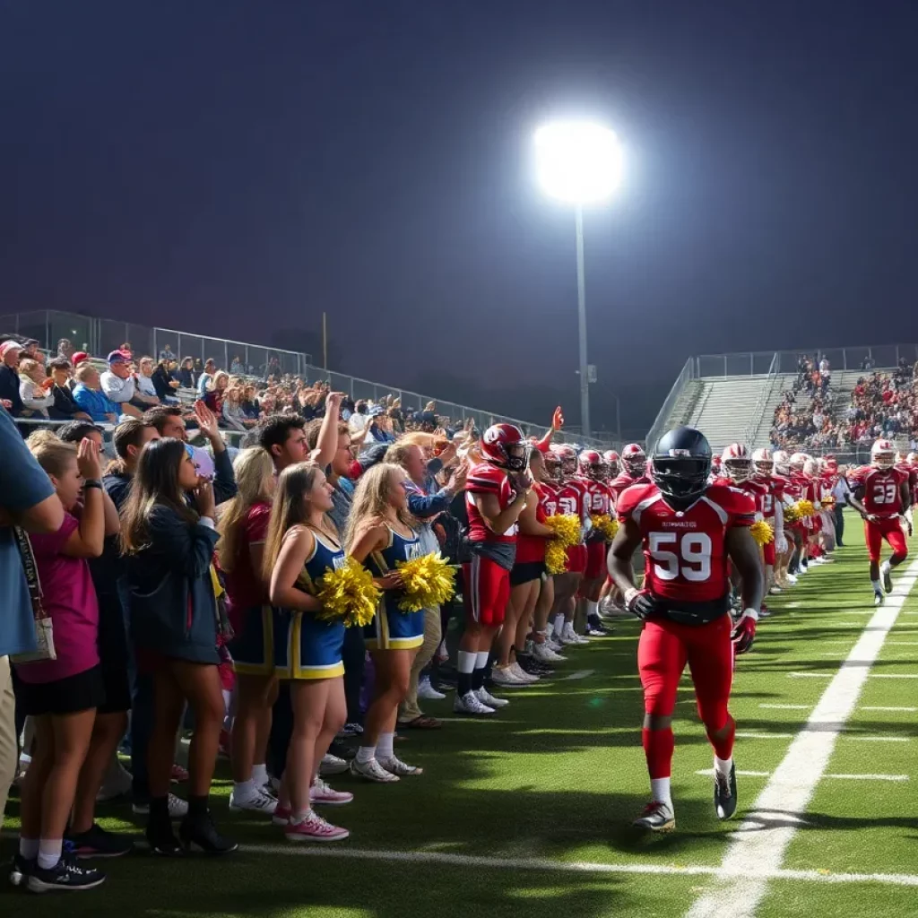 Fans cheering during a high school football game in Gastonia