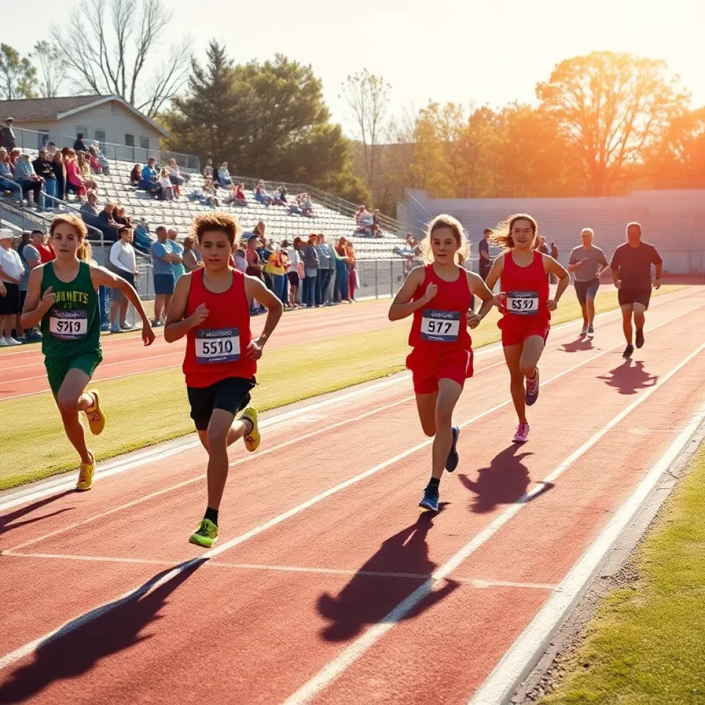Runners competing at a high school track meet