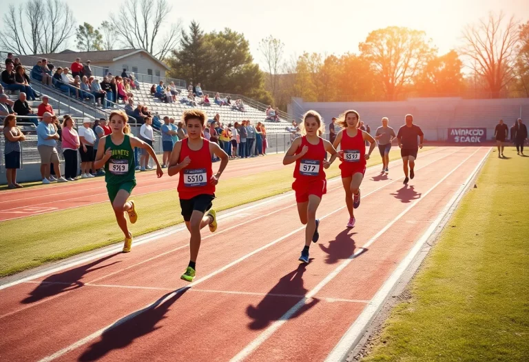 Runners competing at a high school track meet