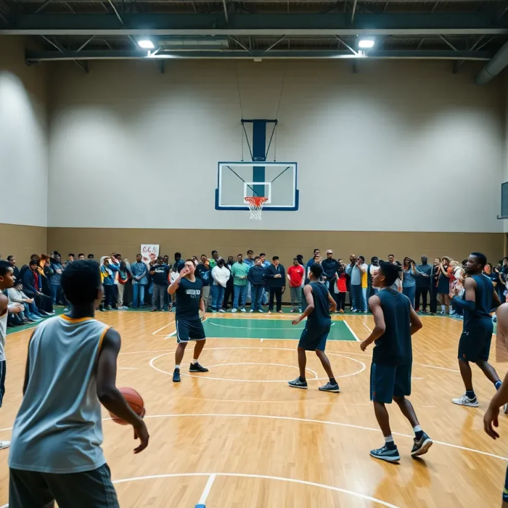 Basketball team practicing at Hillsborough community court