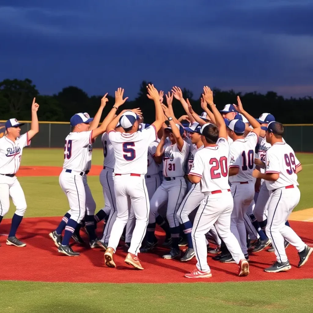 Hillsborough High School baseball team celebrating their win