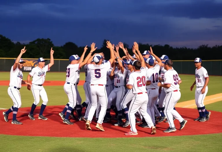 Hillsborough High School baseball team celebrating their win