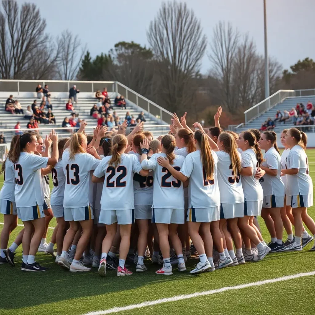 Hopewell Valley lacrosse team celebrating victory