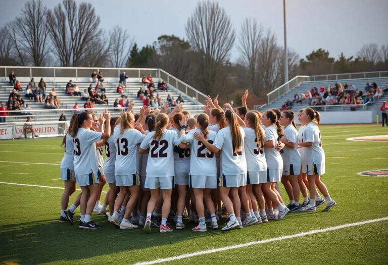 Hopewell Valley lacrosse team celebrating victory