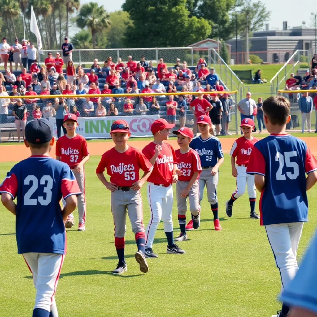 Young athletes competing in an Idaho high school baseball tournament