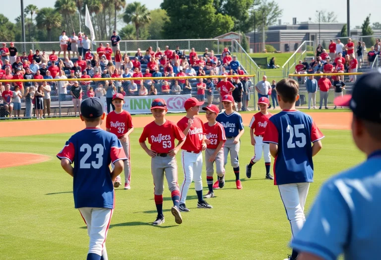 Young athletes competing in an Idaho high school baseball tournament