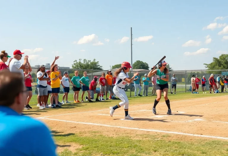 High school softball players in action during the Idaho state tournament.