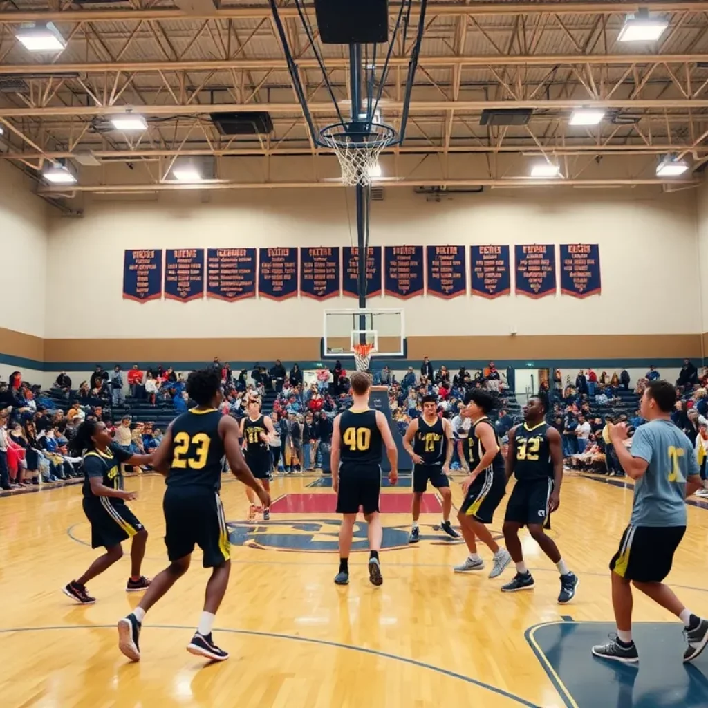 Illinois basketball players in action during a game