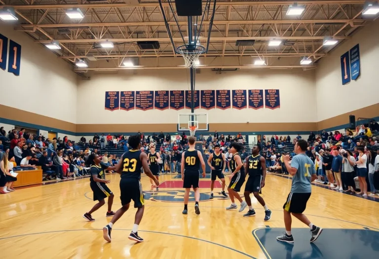 Illinois basketball players in action during a game